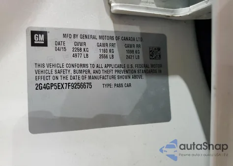 2015 Buick Regal Premium from USA, damaged, VIN 2G4GP5EX7F9256675